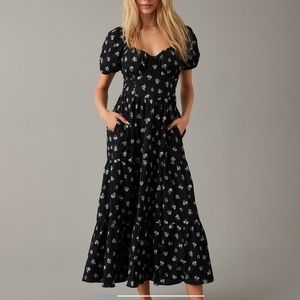 American Eagle Outfitters Black Floral Midi Dress